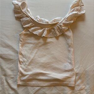 American Eagle Outfitters White Lace Trim Tank Top